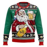 Hooktab Cheers To Santa And Beer! Ugly Christmas Sweater