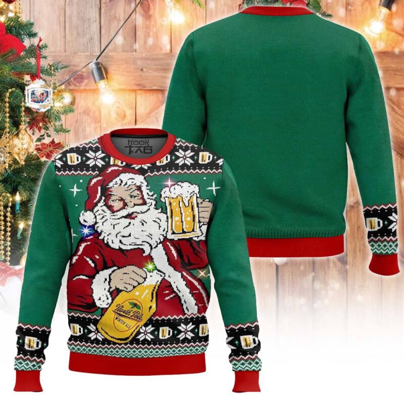 Hooktab Cheers To Santa And Beer! Ugly Christmas Sweater Hooktab Cheers To Santa And Beer! Ugly Christmas Sweater