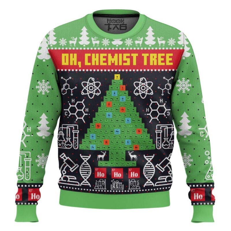 Hooktab Chemist Tree Science Ugly Christmas Sweater
