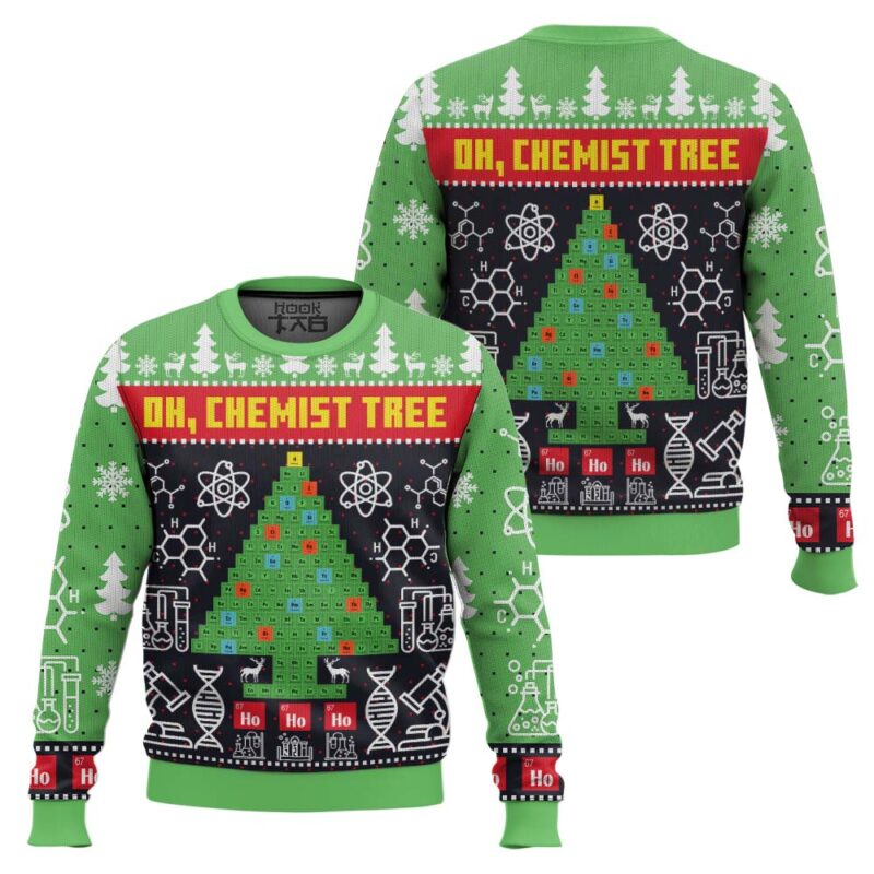 Hooktab Chemist Tree Science Ugly Christmas Sweater Hooktab Chemist Tree Science Ugly Christmas Sweater