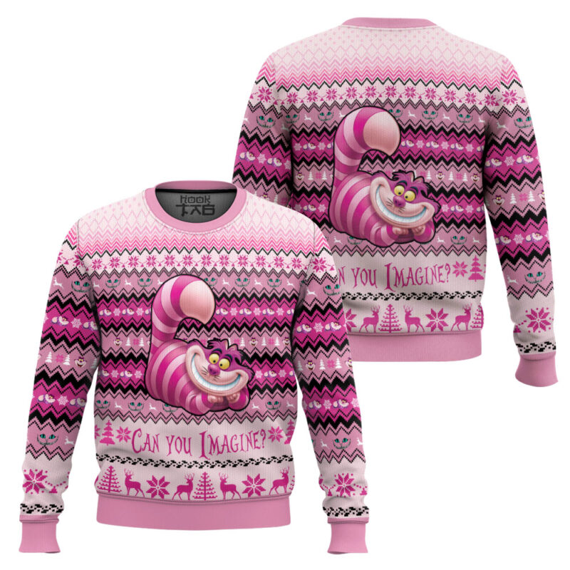 Hooktab Cheshire Cat Alice In Wonderland Ugly Christmas Sweater Hooktab Cheshire Cat Alice In Wonderland Ugly Christmas Sweater