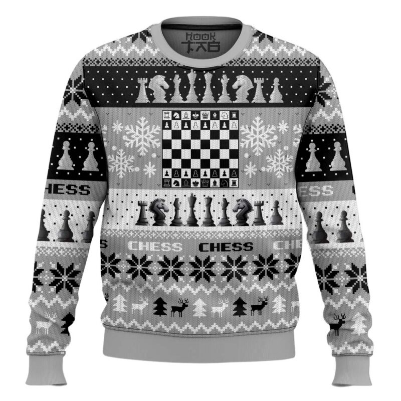 Hooktab Chess Board Games Ugly Christmas Sweater