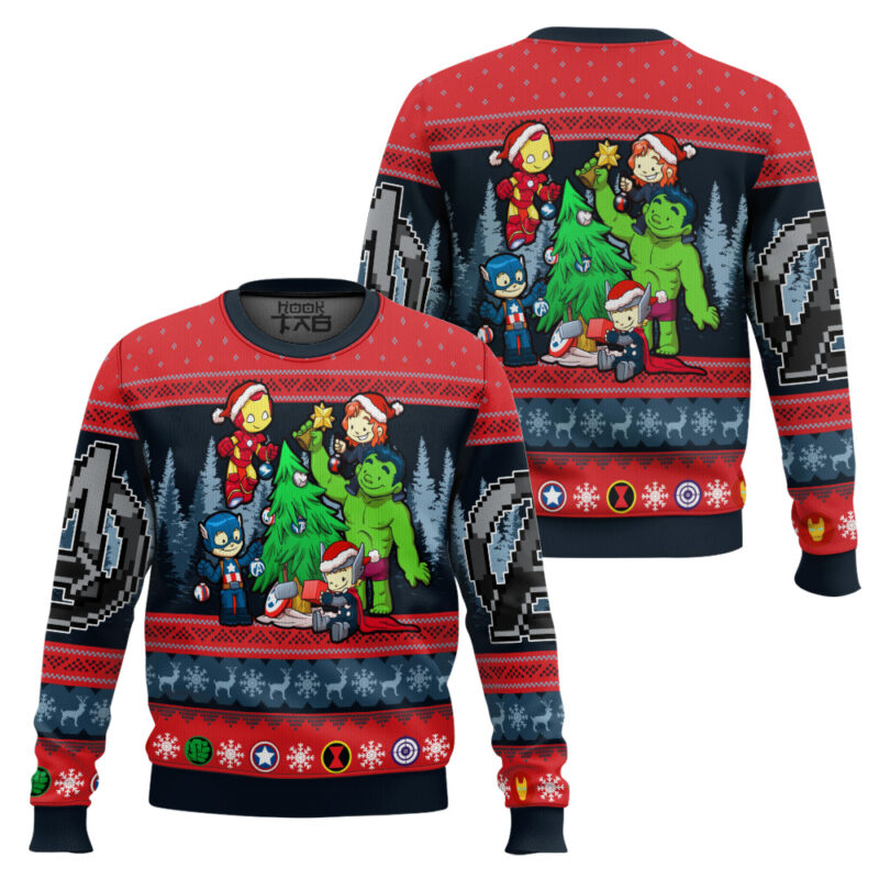 Hooktab Chibi Avengers Marvel Ugly Christmas Sweater Hooktab Chibi Avengers Marvel Ugly Christmas Sweater