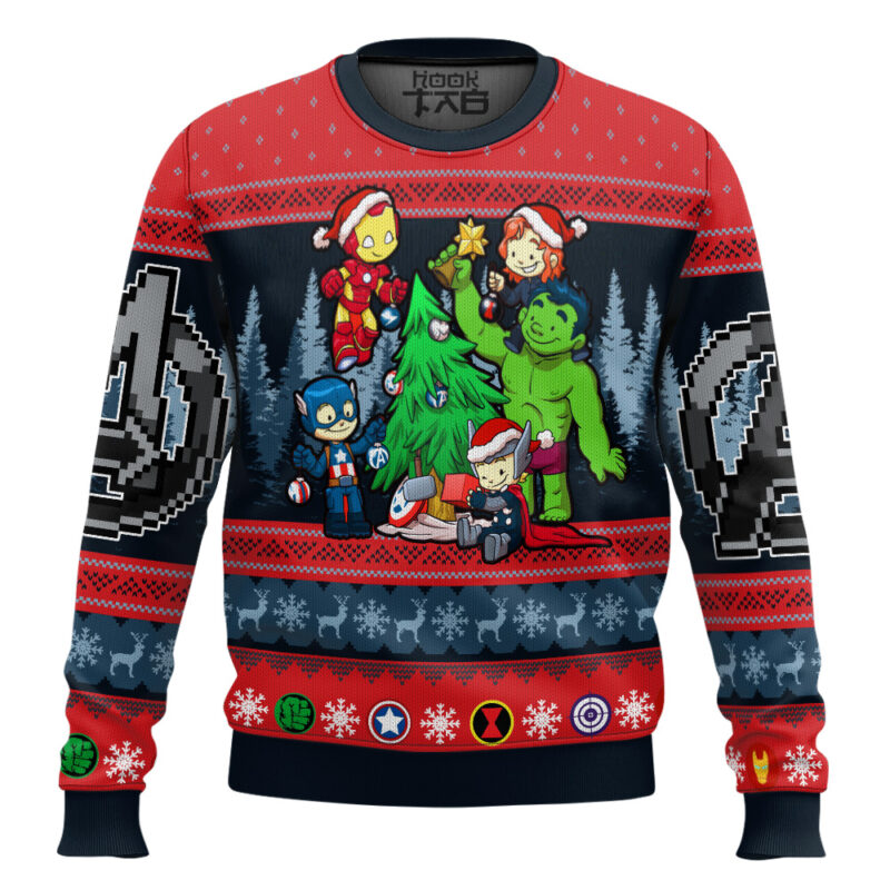 Hooktab Chibi Avengers Marvel Ugly Christmas Sweater