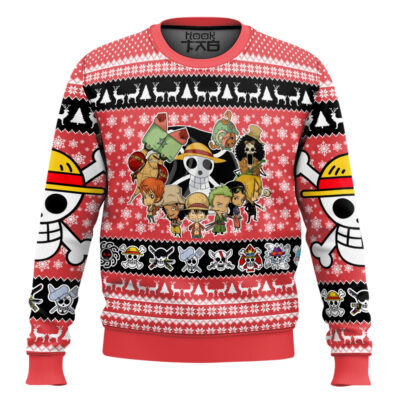Hooktab Chibi Straw Hat Pirates One Piece Ugly Christmas Sweater