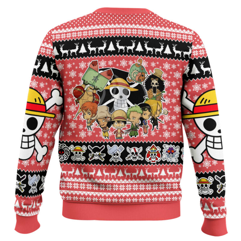 Hooktab Chibi Straw Hat Pirates One Piece Ugly Christmas Sweater Hooktab Chibi Straw Hat Pirates One Piece Ugly Christmas Sweater