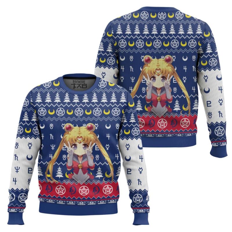Hooktab Chibi Usagi Tsukino Sailor Moon Ugly Christmas Sweater Hooktab Chibi Usagi Tsukino Sailor Moon Ugly Christmas Sweater