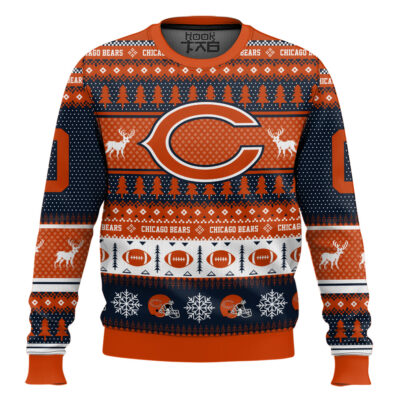 Hooktab Chicago Bears - Custom Name And Number Ugly Sweater