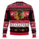 Hooktab Chicago Blackhawks - Custom Name And Number Ugly Sweater