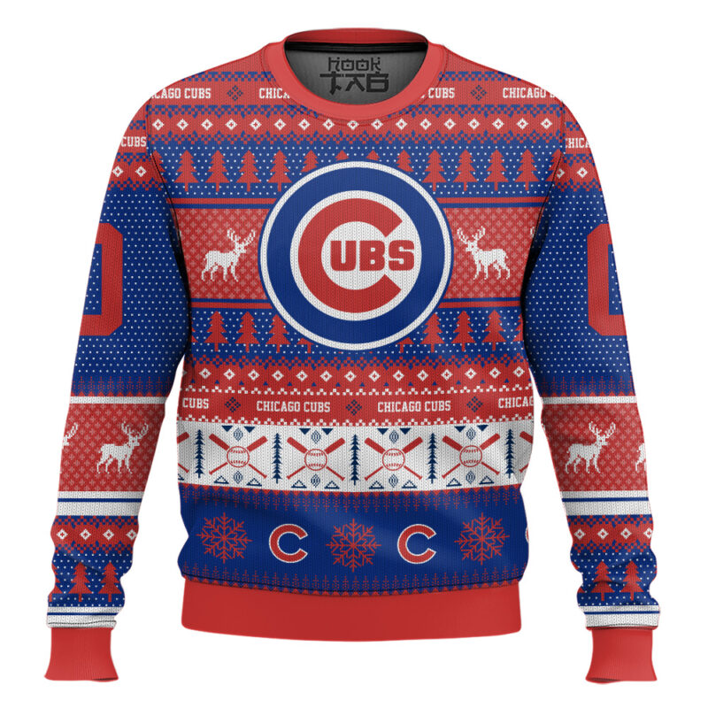 Hooktab Chicago Cubs - Custom Name And Number Ugly Sweater