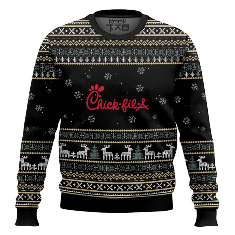 Hooktab Chick-fil-a - Custom Name Ugly Christmas Sweater