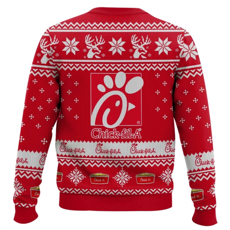 Hooktab Chick-fil-a Fast Food Ugly Christmas Sweater Hooktab Chick-fil-a Fast Food Ugly Christmas Sweater