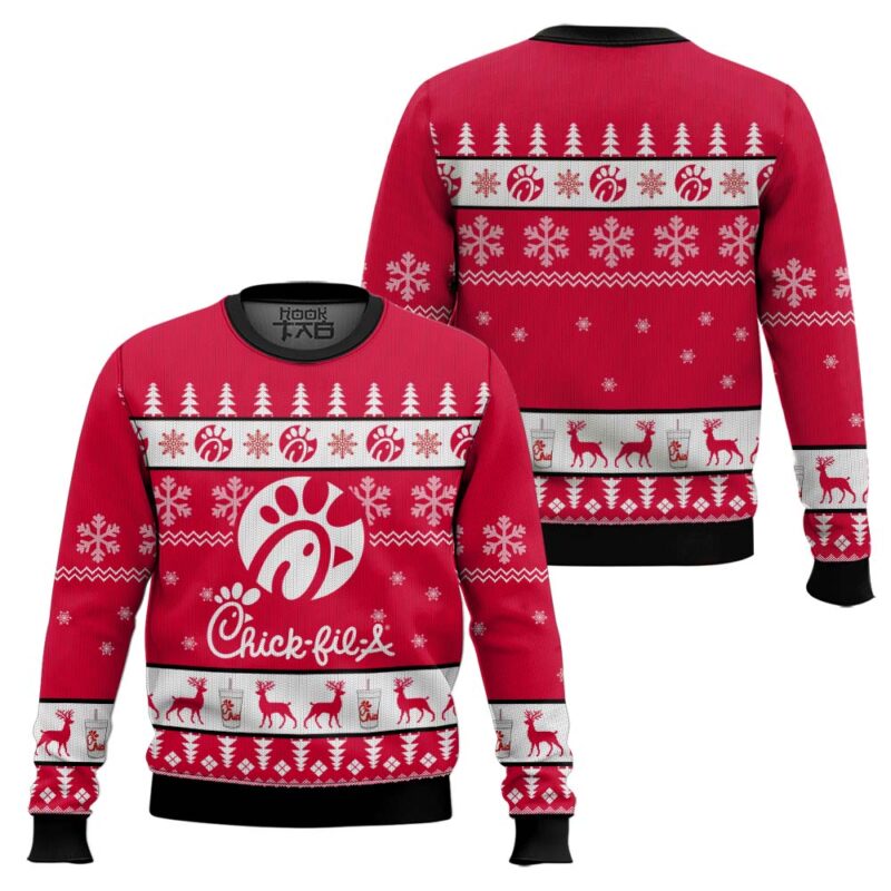 Hooktab Chick-fil-a Ugly Christmas Sweater Hooktab Chick-fil-a Ugly Christmas Sweater
