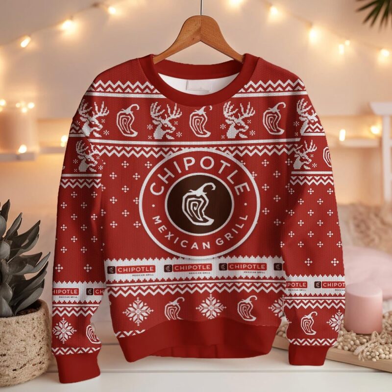 Hooktab Chipotle Mexican Grill Ugly Christmas Sweater Hooktab Chipotle Mexican Grill Ugly Christmas Sweater