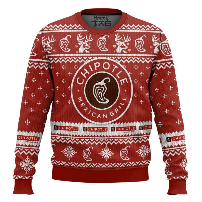 Hooktab Chipotle Mexican Grill Ugly Christmas Sweater