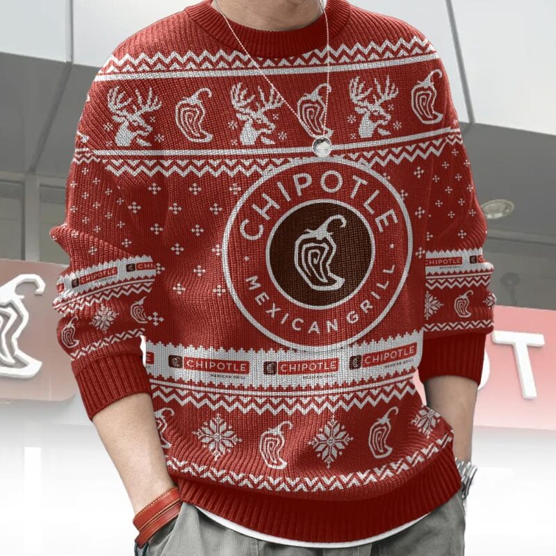 Hooktab Chipotle Mexican Grill Ugly Christmas Sweater Hooktab Chipotle Mexican Grill Ugly Christmas Sweater