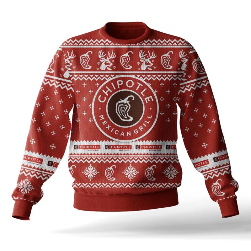 Hooktab Chipotle Mexican Grill Ugly Christmas Sweater Hooktab Chipotle Mexican Grill Ugly Christmas Sweater