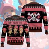 Hooktab Chopper Don't Call Me Cute! I'm A Monster! One Piece Ugly Christmas Sweater