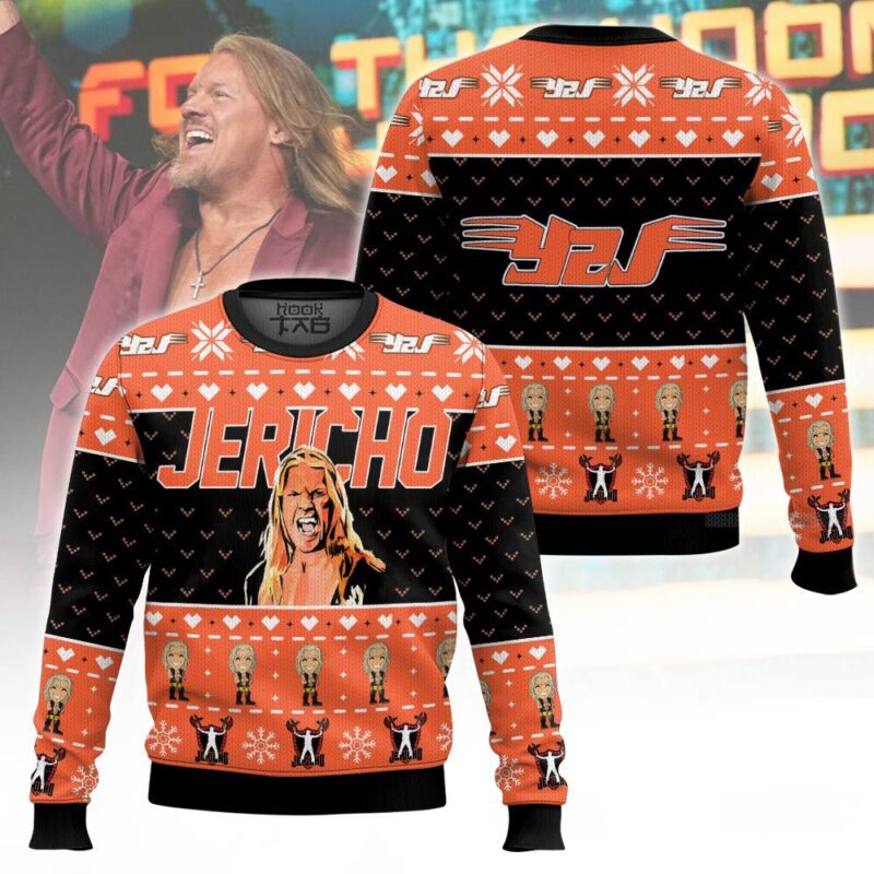 Hooktab Chris Jericho WWE Ugly Christmas Sweater Hooktab Chris Jericho WWE Ugly Christmas Sweater