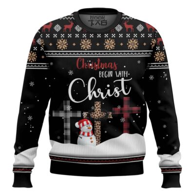 Hooktab Christmas Begin With Christ Ugly Christmas Sweater