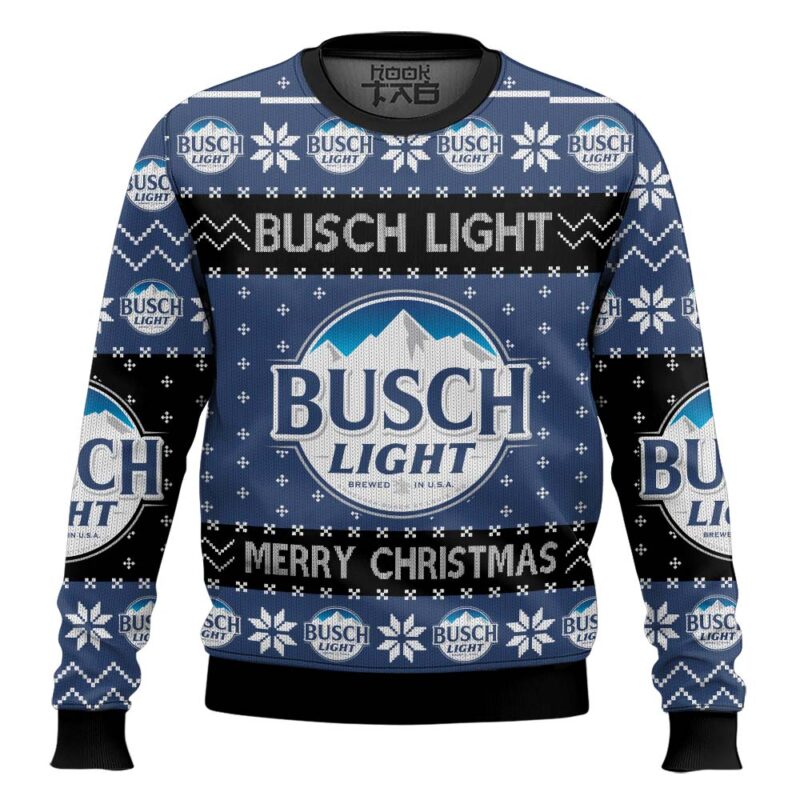 Hooktab Christmas Cheers With Busch Light Beer Ugly Christmas Sweater