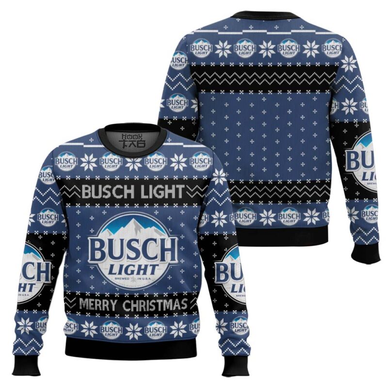 Hooktab Christmas Cheers With Busch Light Beer Ugly Christmas Sweater Hooktab Christmas Cheers With Busch Light Beer Ugly Christmas Sweater