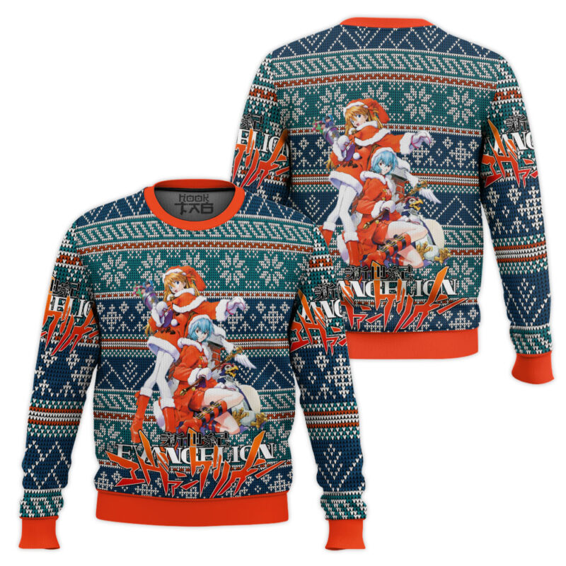 Hooktab Christmas Evangelion Ugly Christmas Sweater Hooktab Christmas Evangelion Ugly Christmas Sweater