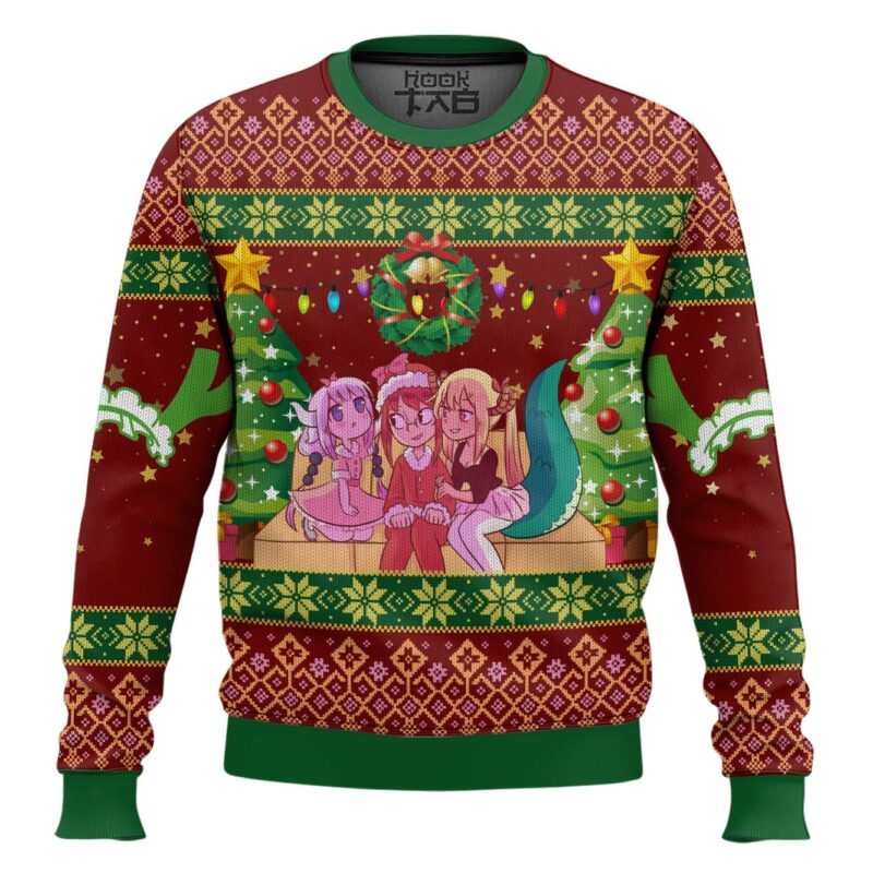 Hooktab Christmas Family Miss Kobayashi's Dragon Maid Ugly Christmas Sweater