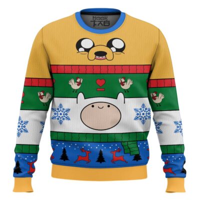 Hooktab Christmas Finn And Jake Adventure Time Ugly Christmas Sweater