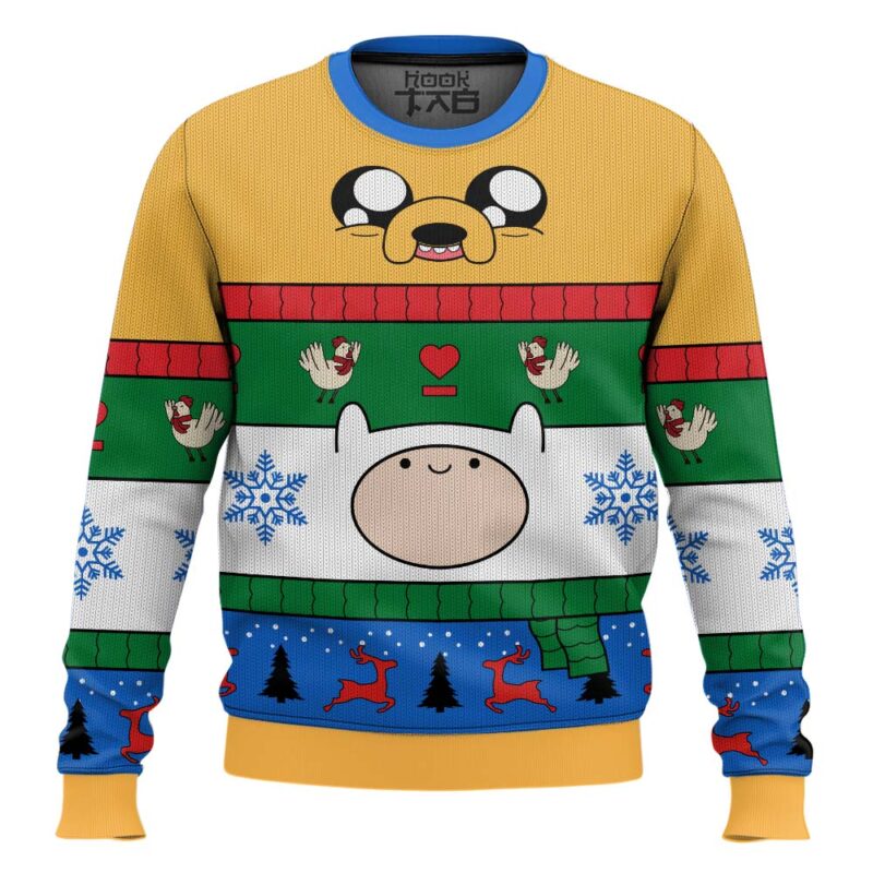 Hooktab Christmas Finn And Jake Adventure Time Ugly Christmas Sweater