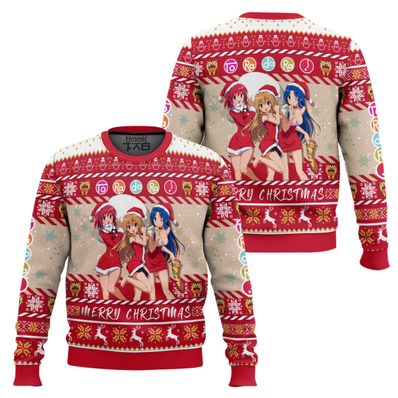 Hooktab Christmas Girls Toradora! Ugly Christmas Sweater Hooktab Christmas Girls Toradora! Ugly Christmas Sweater