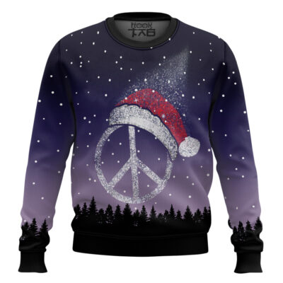 Hooktab Christmas Hippie Peace Sign Ugly Christmas Sweater