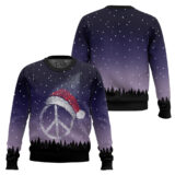 Hooktab Christmas Hippie Peace Sign Ugly Christmas Sweater