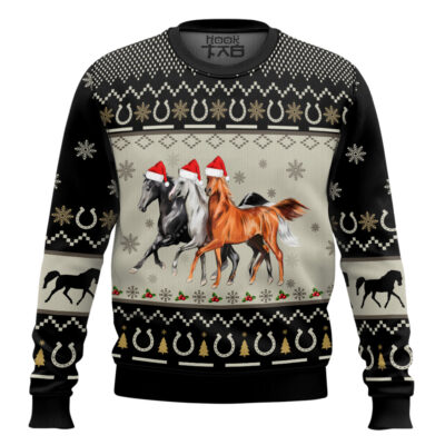 Hooktab Christmas Horses Ugly Christmas Sweater