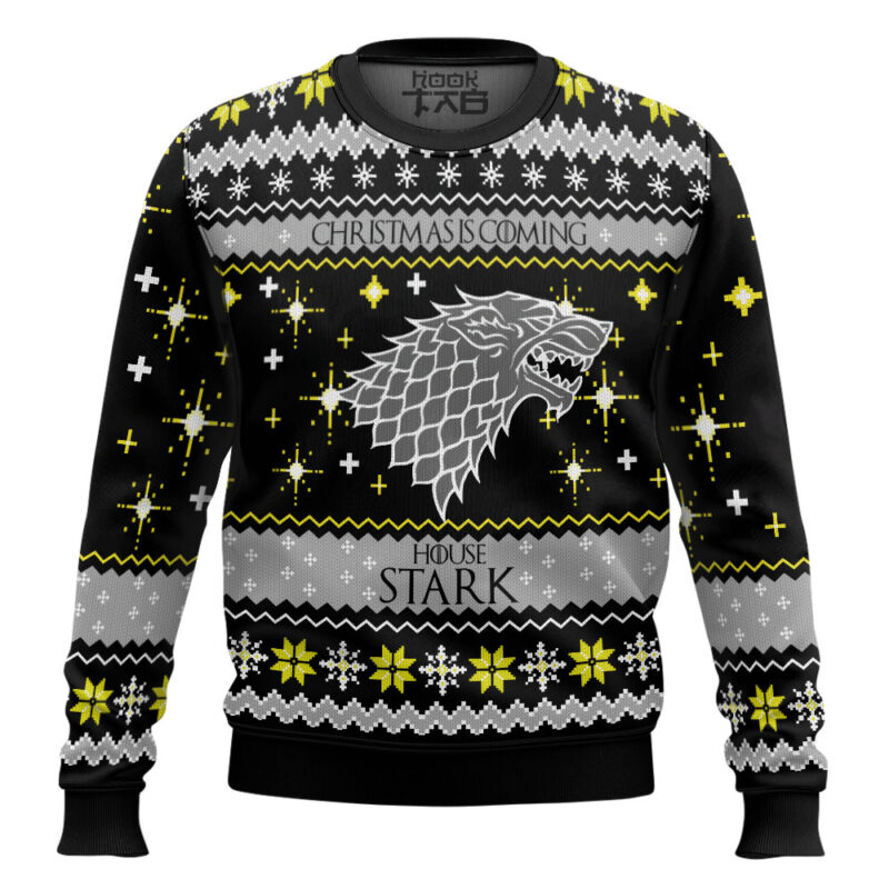 Hooktab Christmas Is Coming House Stark Game Of Thrones Ugly Christmas Sweater Hooktab Christmas Is Coming House Stark Game Of Thrones Ugly Christmas Sweater