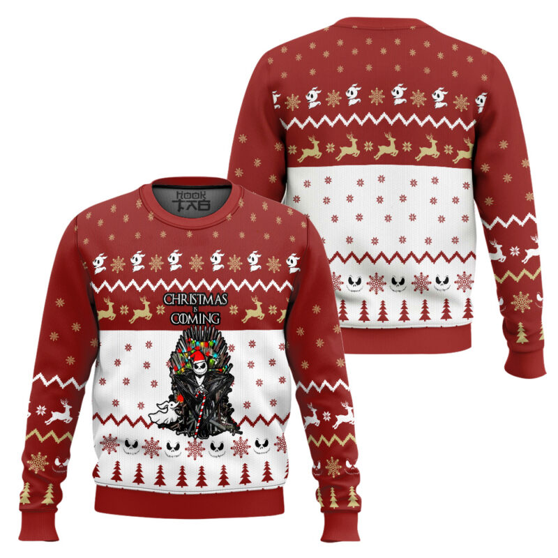 Hooktab Christmas Is Coming Jack Skellington Ugly Christmas Sweater Hooktab Christmas Is Coming Jack Skellington Ugly Christmas Sweater