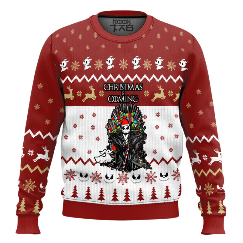 Hooktab Christmas Is Coming Jack Skellington Ugly Christmas Sweater