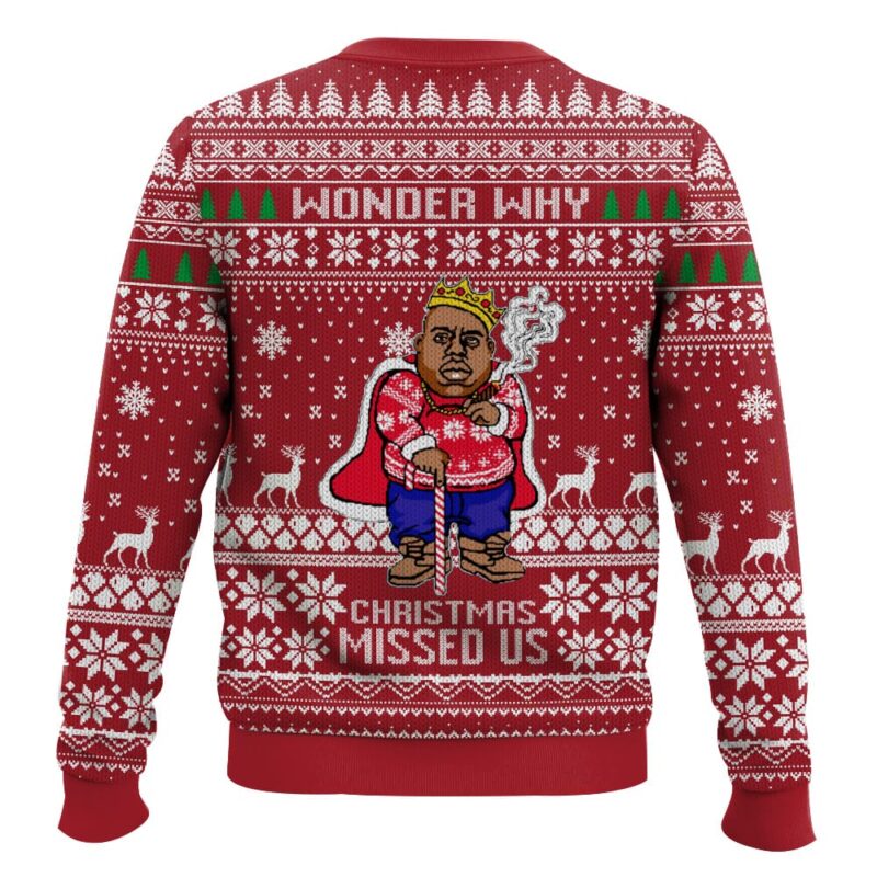 Hooktab Christmas Missed The Notorious B.I.G Ugly Christmas Sweater Hooktab Christmas Missed The Notorious B.I.G Ugly Christmas Sweater