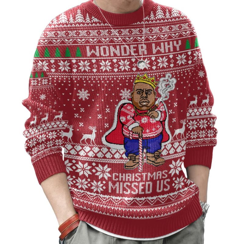 Hooktab Christmas Missed The Notorious B.I.G Ugly Christmas Sweater Hooktab Christmas Missed The Notorious B.I.G Ugly Christmas Sweater