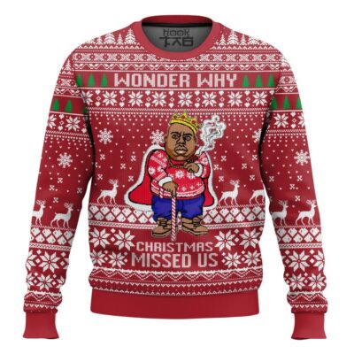 Hooktab Christmas Missed The Notorious B.I.G Ugly Christmas Sweater