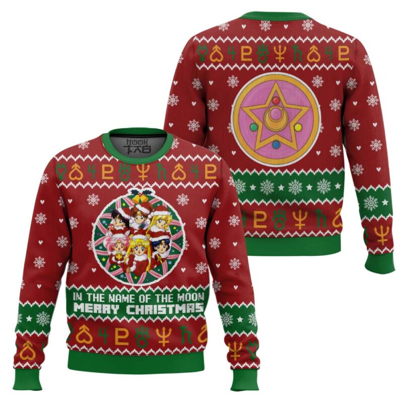 Hooktab Christmas Sailor Guardians Sailor Moon Ugly Christmas Sweater Hooktab Christmas Sailor Guardians Sailor Moon Ugly Christmas Sweater