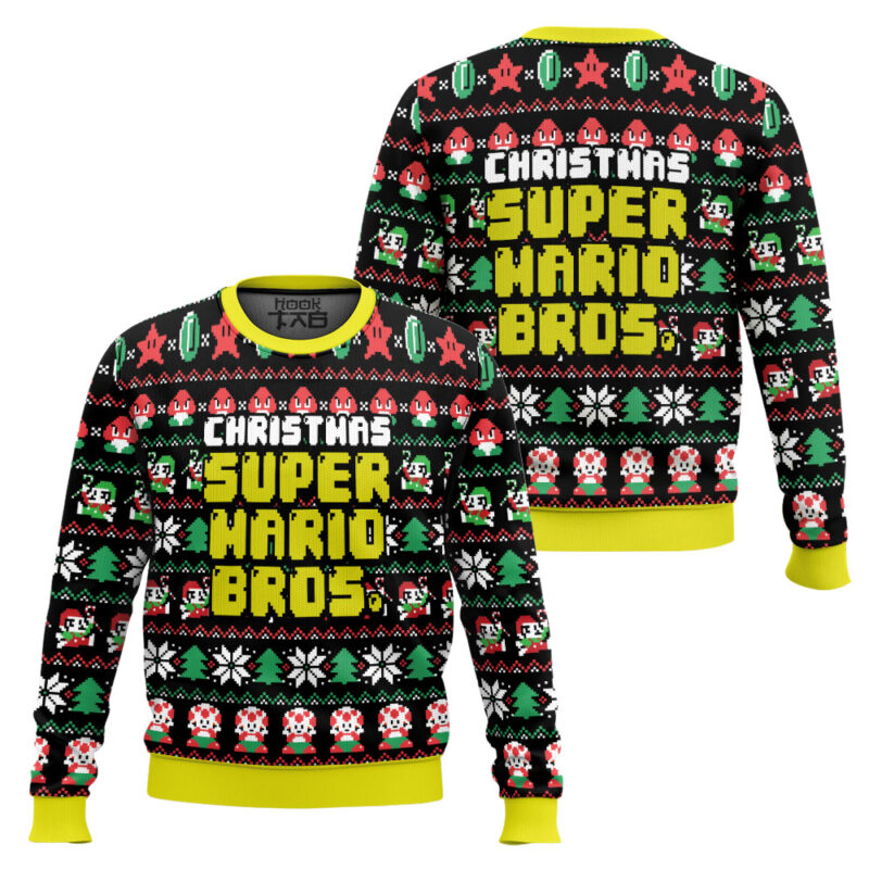Hooktab Christmas Super Mario Bros. Ugly Christmas Sweater Hooktab Christmas Super Mario Bros. Ugly Christmas Sweater