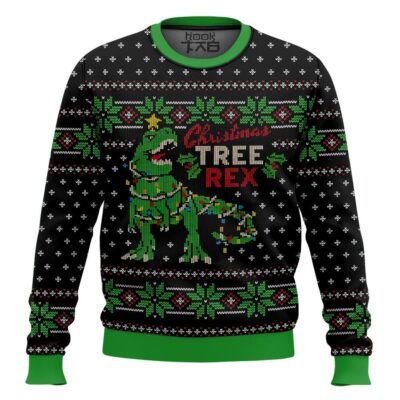 Hooktab Christmas Tree Rex Jurassic Park Ugly Christmas Sweater