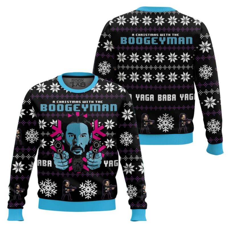 Hooktab Christmas With The Boogeyman John Wick Ugly Christmas Sweater Hooktab Christmas With The Boogeyman John Wick Ugly Christmas Sweater