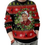Hooktab Christmas Wreath Elvis Presley Ugly Christmas Sweater