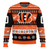 Hooktab Cincinnati Bengals - Custom Name And Number Ugly Sweater