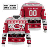 Hooktab Cincinnati Reds - Custom Name And Number Ugly Sweater