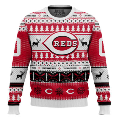 Hooktab Cincinnati Reds - Custom Name And Number Ugly Sweater