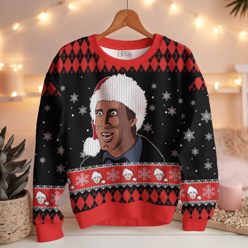 Hooktab Clark Face National Lampoon's Vacation Ugly Christmas Sweater Hooktab Clark Face National Lampoon's Vacation Ugly Christmas Sweater
