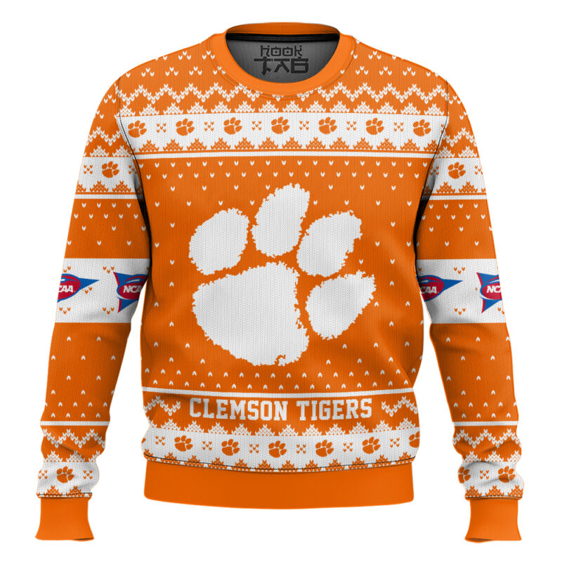 Hooktab Clemson Tigers - Custom Name And Number Ugly Christmas Sweater